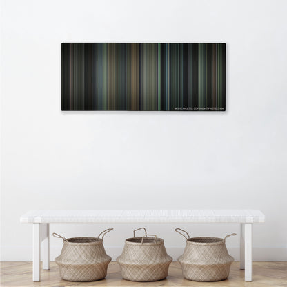 Inside Llewyn Davis color palette canvas above a white bench with three woven baskets