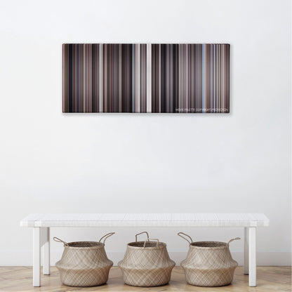 Diamonds Are Forever color palette canvas above a white bench with three woven baskets