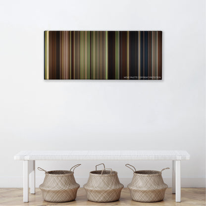 Your Highness color palette canvas above a white bench with three woven baskets