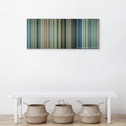 Transformers: The Last Knight color palette canvas above a white bench with three woven baskets