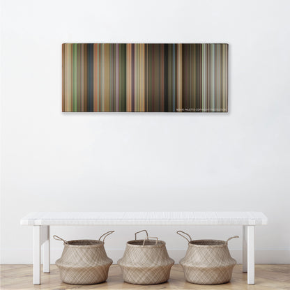 Hairspray color palette canvas above a white bench with three woven baskets