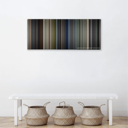 U.S. Marshals color palette canvas above a white bench with three woven baskets