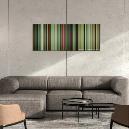 Elite Squad color palette canvas on a concrete wall above a gray sectional sofa