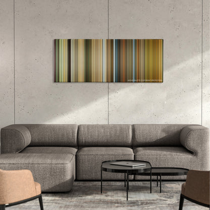 Ip Man 2 color palette canvas on a concrete wall above a gray sectional sofa