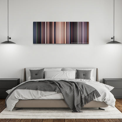 Star Wars: Episode I - The Phantom Menace color palette canvas above a bed, between two black pendant lamps