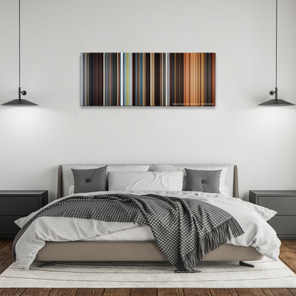Star Wars: Episode II - Attack of the Clones color palette canvas above a bed, between two black pendant lamps