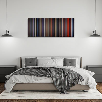 Star Wars: Episode III - Revenge of the Sith color palette canvas above a bed, between two black pendant lamps