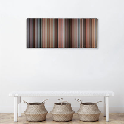 Kindergarten Cop color palette canvas above a white bench with three woven baskets