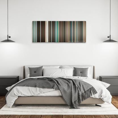 The Switch color palette canvas above a bed, between two black pendant lamps