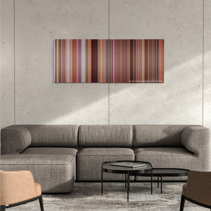 Dodgeball: A True Underdog Story color palette canvas on a concrete wall above a gray sectional sofa