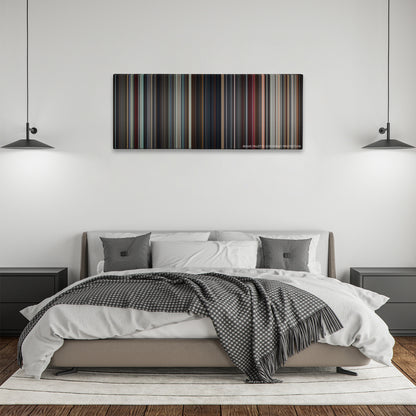 Star Wars: Episode VIII - The Last Jedi color palette canvas above a bed, between two black pendant lamps