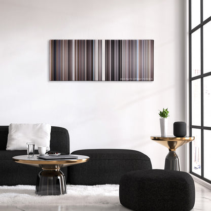 Diamonds Are Forever color palette canvas above a black sofa with a gold-topped table