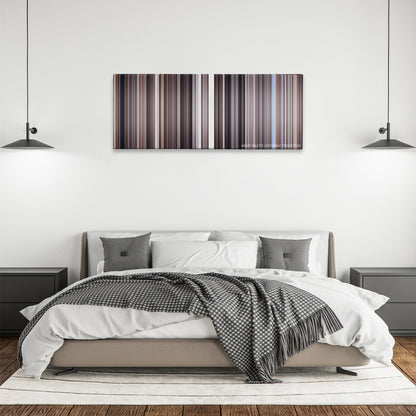 Diamonds Are Forever color palette canvas above a bed, between two black pendant lamps