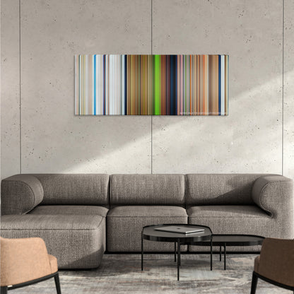 Ice Age: Dawn of the Dinosaurs: In Character with John Leguizamo color palette canvas on a concrete wall above a gray sectional sofa