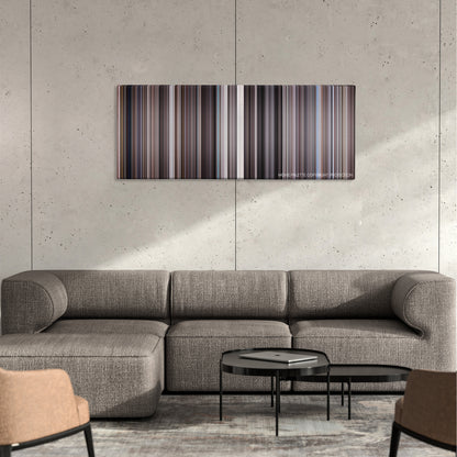 Diamonds Are Forever color palette canvas on a concrete wall above a gray sectional sofa