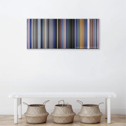The Cell color palette canvas above a white bench with three woven baskets