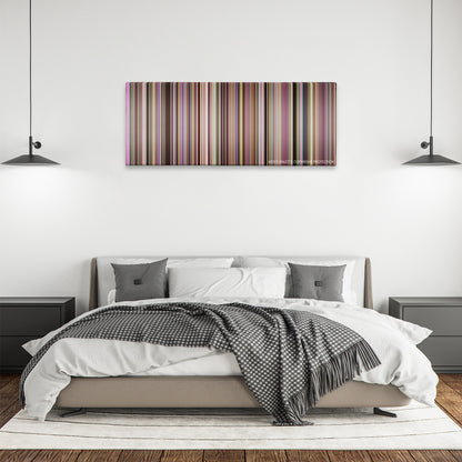 The Florida Project color palette canvas above a bed, between two black pendant lamps