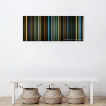 The Last Witch Hunter color palette canvas above a white bench with three woven baskets