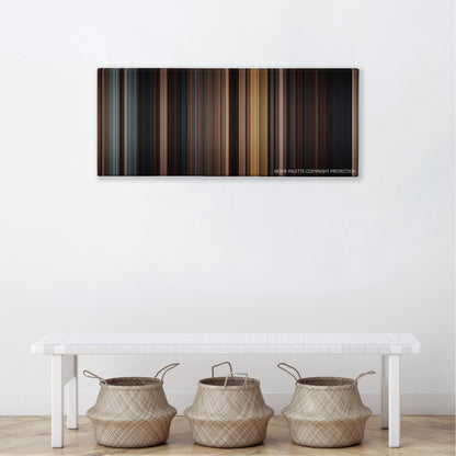 Conan the Barbarian color palette canvas above a white bench with three woven baskets