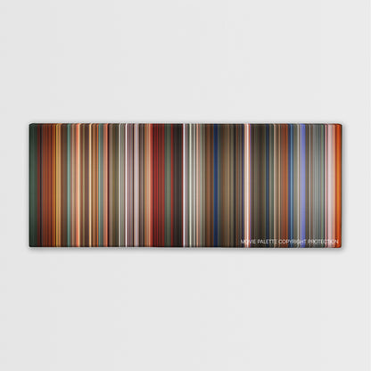 The Last Emperor color palette canvas print: thousands of thin vertical stripes of color