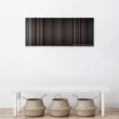 Devil color palette canvas above a white bench with three woven baskets