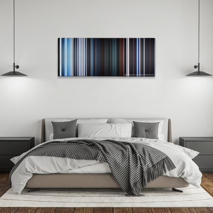 Star Wars: Episode V - The Empire Strikes Back color palette canvas above a bed, between two black pendant lamps