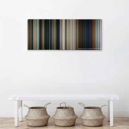 Spider-Man: Homecoming color palette canvas above a white bench with three woven baskets