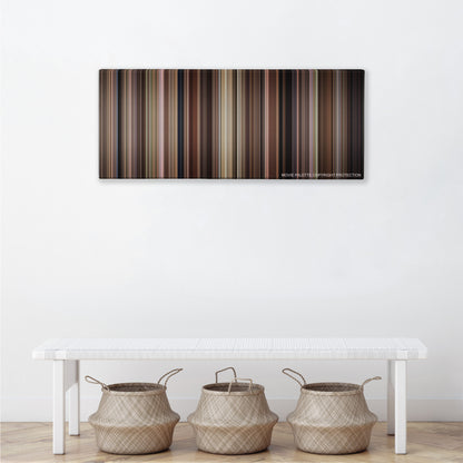 Chinatown color palette canvas above a white bench with three woven baskets