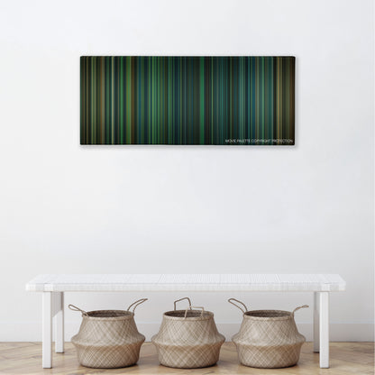 Lockout color palette canvas above a white bench with three woven baskets