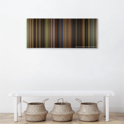 Cinderella color palette canvas above a white bench with three woven baskets