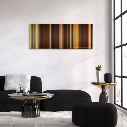 Midnight in Paris color palette canvas above a black sofa with a gold-topped table