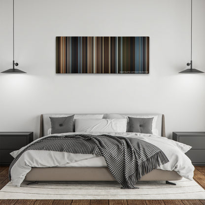 Thor: The Dark World color palette canvas above a bed, between two black pendant lamps