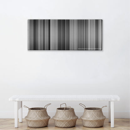 It Happened One Night color palette canvas above a white bench with three woven baskets
