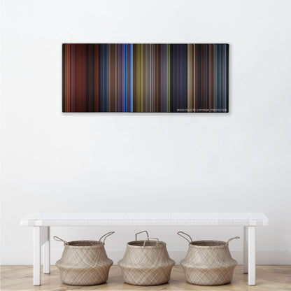 Final Destination 3 color palette canvas above a white bench with three woven baskets