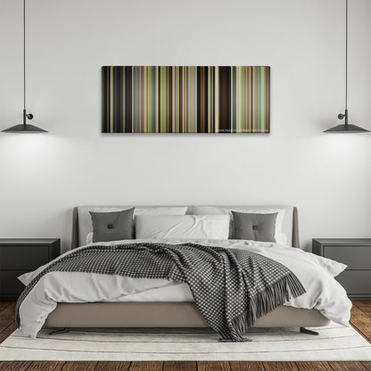 12 Years a Slave color palette canvas above a bed, between two black pendant lamps