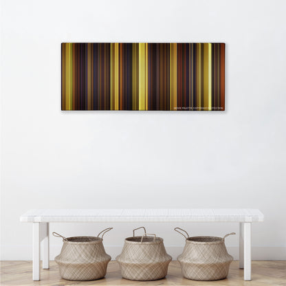Magic Mike color palette canvas above a white bench with three woven baskets