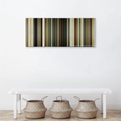 No Country for Old Men color palette canvas above a white bench with three woven baskets