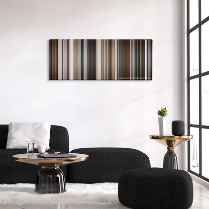 Inherent Vice color palette canvas above a black sofa with a gold-topped table