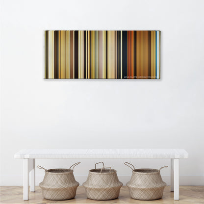 O Brother, Where Art Thou? color palette canvas above a white bench with three woven baskets