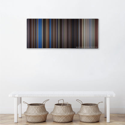 The Last Samurai color palette canvas above a white bench with three woven baskets