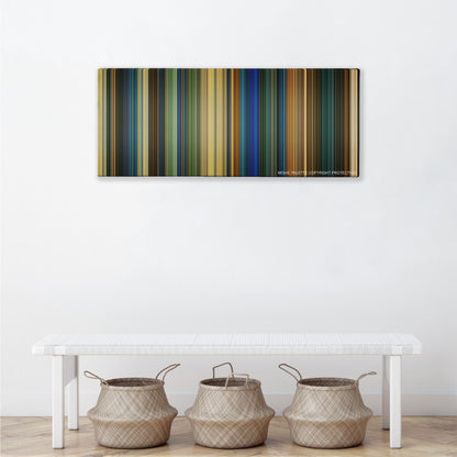 Bad Boys for Life color palette canvas above a white bench with three woven baskets