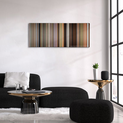 The Descendants color palette canvas above a black sofa with a gold-topped table