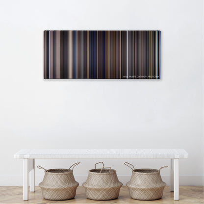 The Core color palette canvas above a white bench with three woven baskets