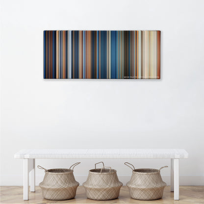 True Lies color palette canvas above a white bench with three woven baskets