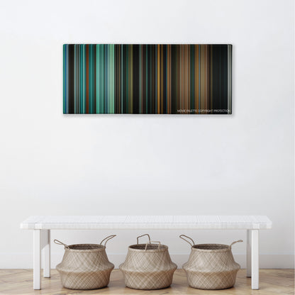 Splice color palette canvas above a white bench with three woven baskets
