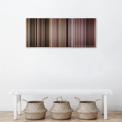 Scent of a Woman color palette canvas above a white bench with three woven baskets