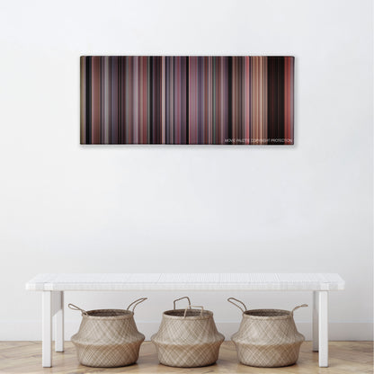 Cellular color palette canvas above a white bench with three woven baskets
