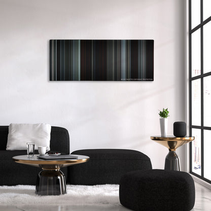 The Witch color palette canvas above a black sofa with a gold-topped table
