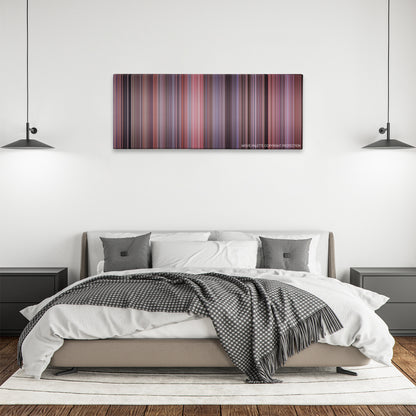 Jingle All the Way color palette canvas above a bed, between two black pendant lamps