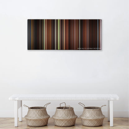 Elizabeth color palette canvas above a white bench with three woven baskets